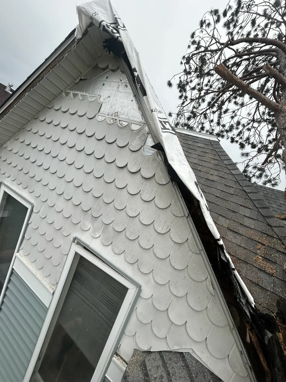 Roof cleared after storm aerial